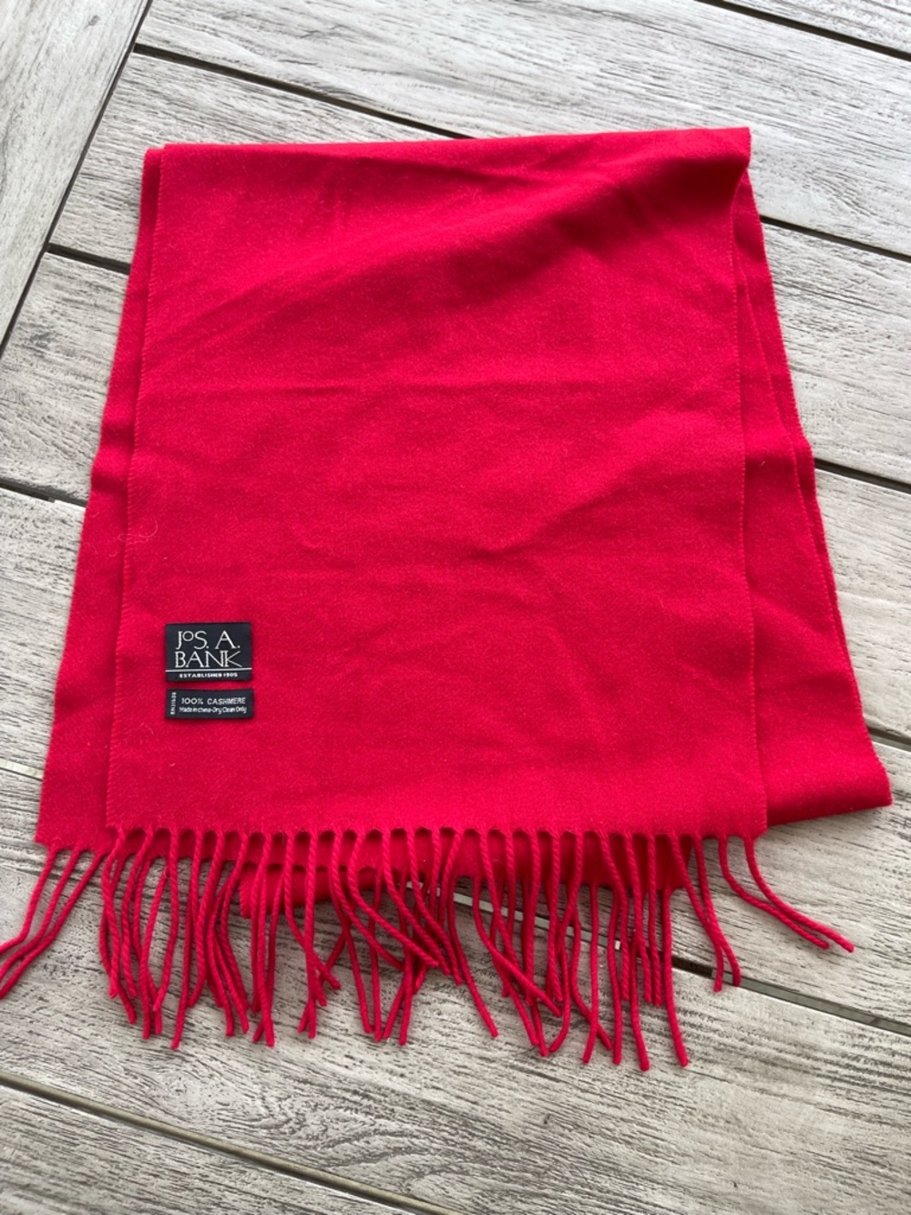 Jos. A. Bank Red Cashmere Fringe Scarf